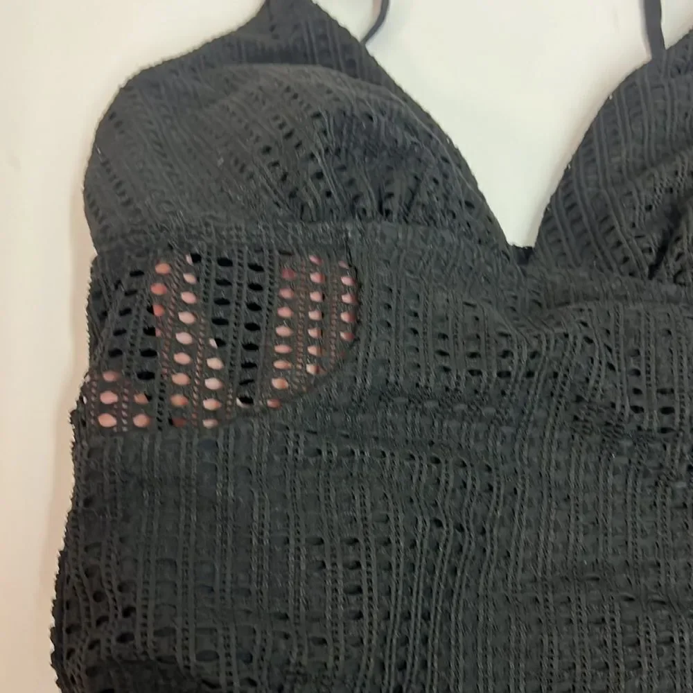 Merona Black Baker Weave Lace‎ One Piece Swimsuit D22